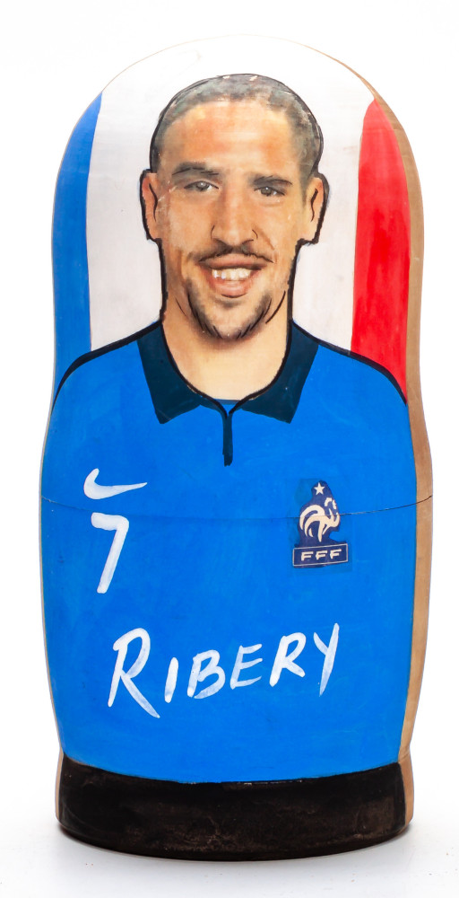 100mm Frank Ribery from France Hand Painted Matryoshka Doll 5 pcs (by Konstantin Studio)