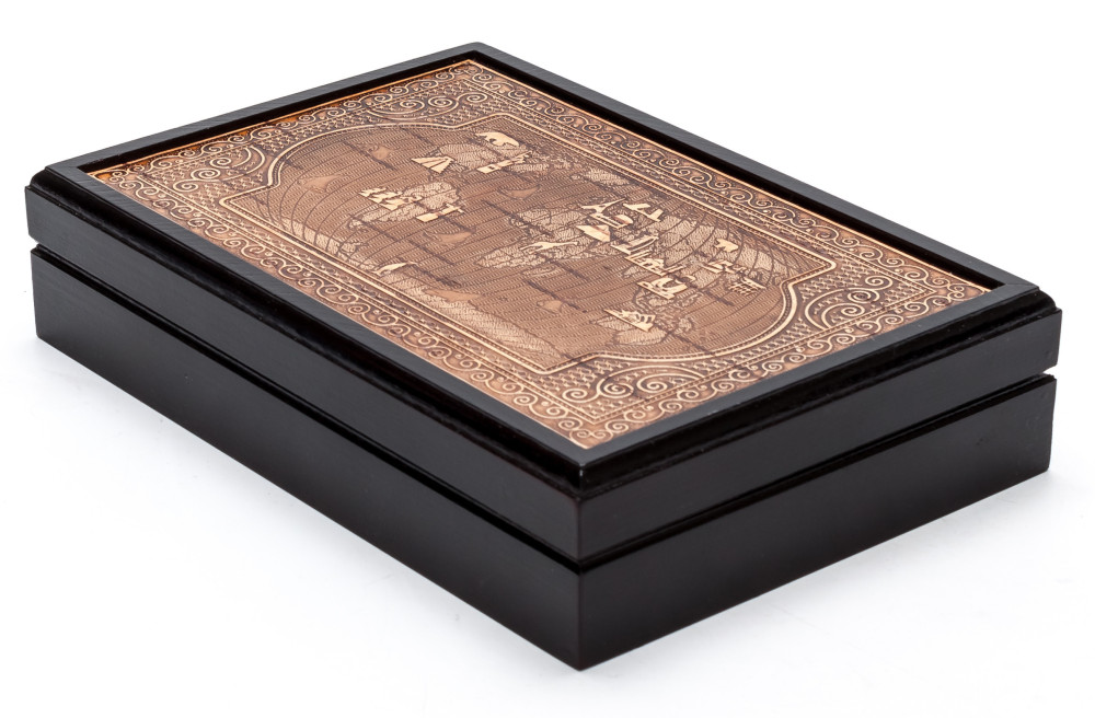 120x170 mm World Map hand made Birchbark Jewelry Box (by Maxim Birch)