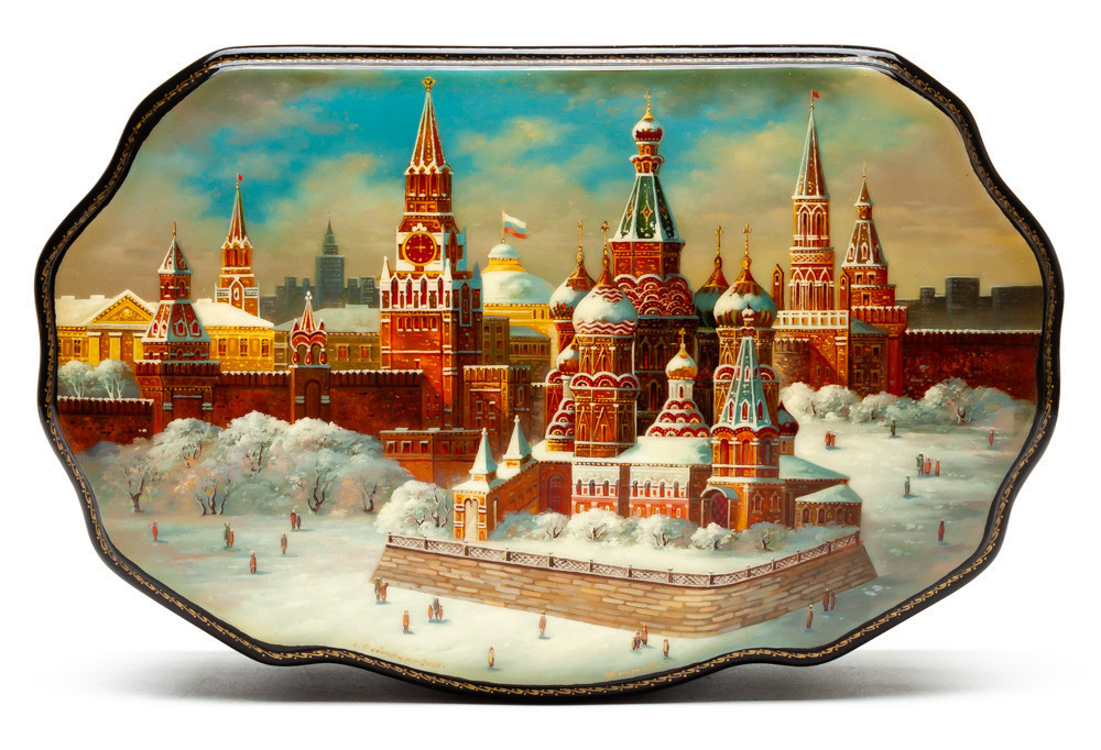 220x165mm Moscow Kremlin Hand Painted Jewellery Box (by Alexander G Studio)