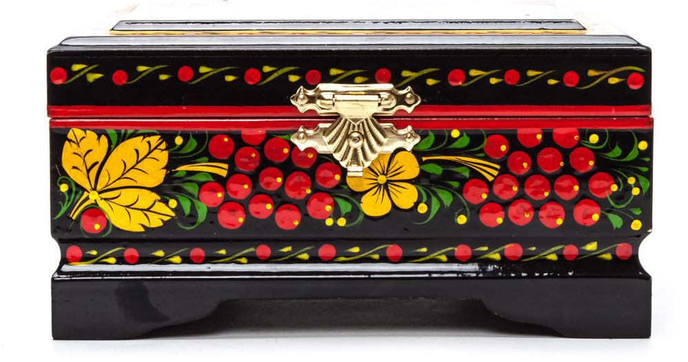 120x115 mm Khokhloma Painting Jewellery Wooden Box