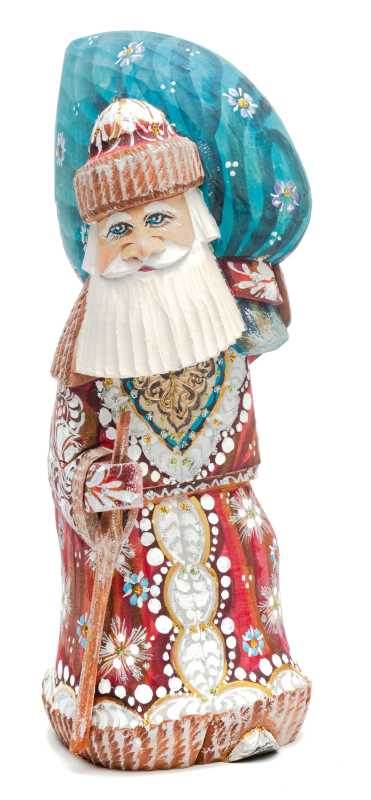 220 mm Santa Claus With a Staff And a Bag of Gifts (by Igor Carved Wooden Figures Studio)