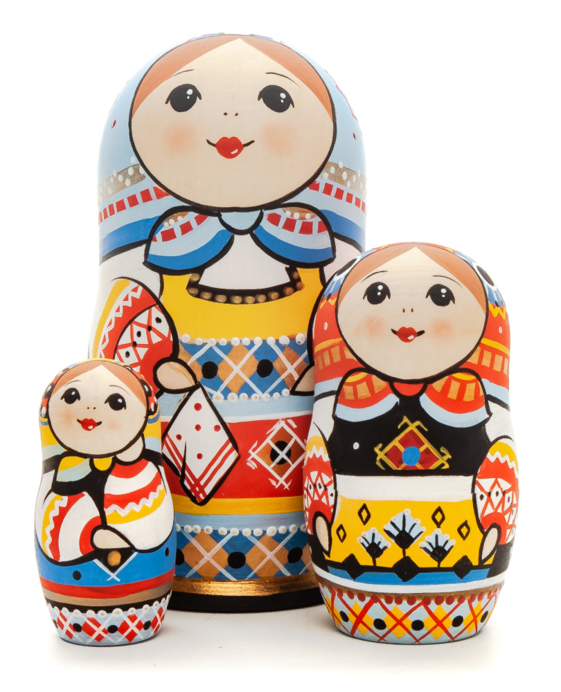 5 pcs Russian Family hand painted small Matryoshka Doll (by Sergey Carved Wooden Dolls Studio)