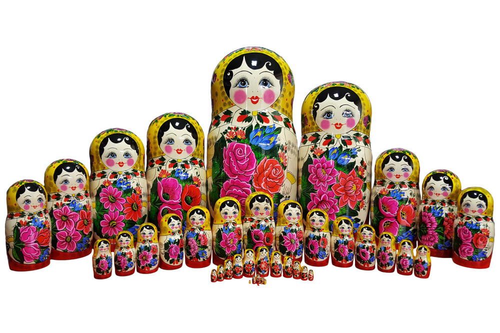 U Semenovskaya Hand Painted Matryoshka Doll 50 pcs