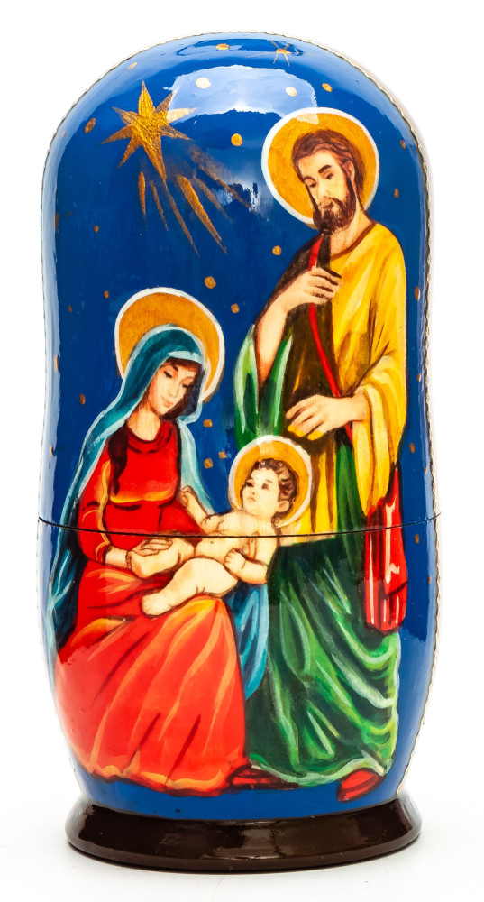 110mm The Nativity of Jesus hand painted on wooden Matryoshka doll 5 pcs (by 3A Studio)