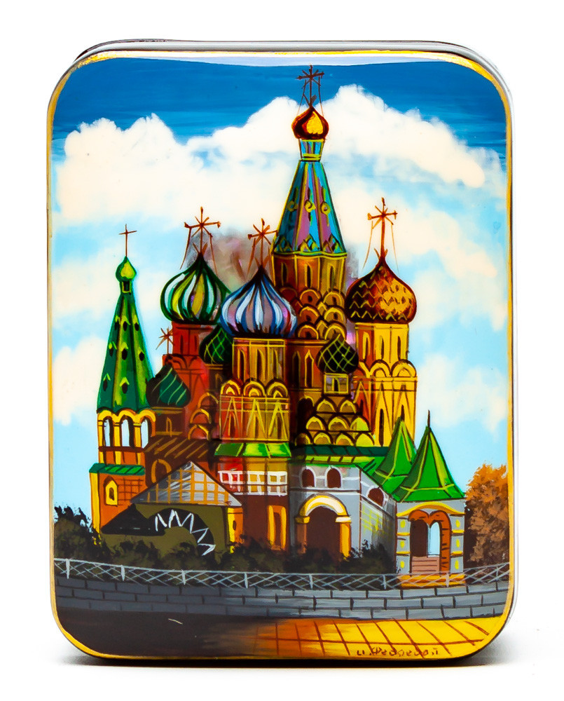 60x80mm Saint Basil Cathedral hand painted lacquered jewelery box (by Tatiana Arts)