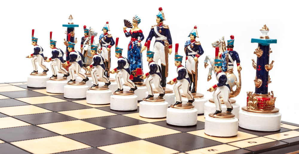 490x490 mm The Battle of Borodino handpainted figures on wooden Chess Board (by Fyodor Chess Studio)