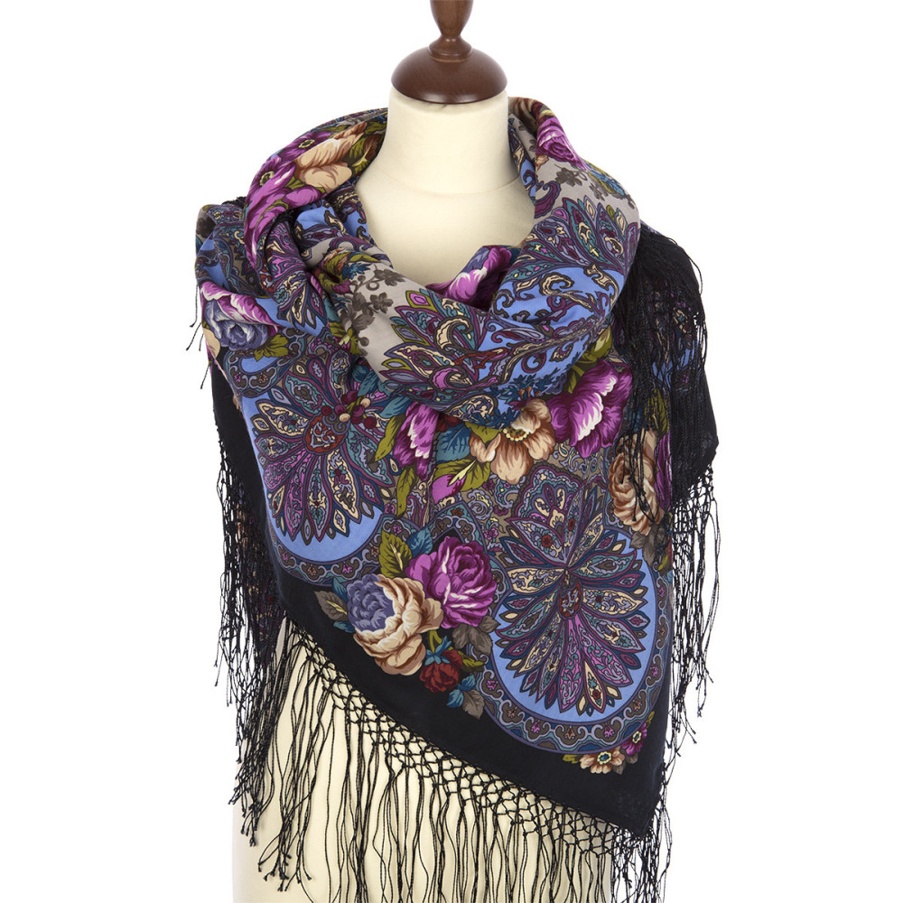 Shop Thick Woolen Fabric Shawls with Silk Fringe 148x148 cm Шаль «Старый замок» online at Skazka.site | Eligible for fast shipping and free returns. Шаль «Старый замок»