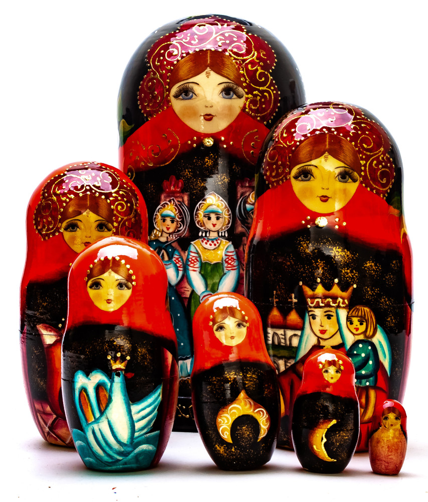 Shop Exclusive Nesting Dolls 220 mm The Tale of Tsar Saltan handpainted Wooden Matryoshka Doll 7 pcs (by Sheherazade) online at Skazka.site | Eligible for fast shipping and free returns. 220 mm The Tale of Tsar Saltan handpainted Wooden Matryoshka Doll 7 pcs (by Sheherazade)
