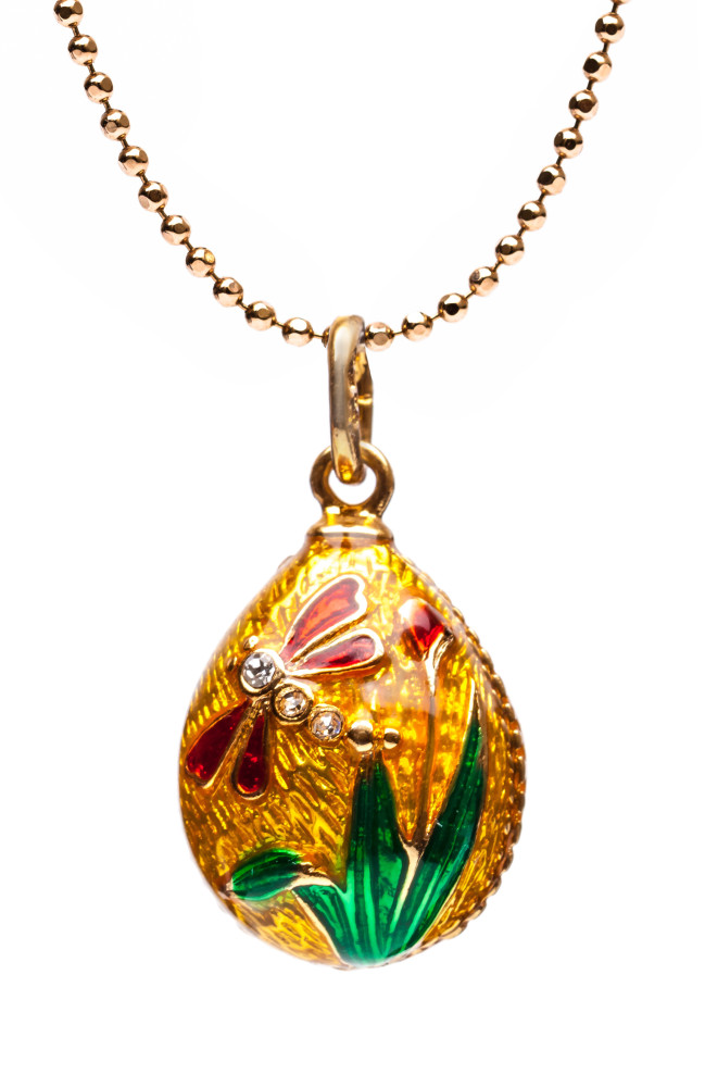 Dragonfly Yellow Egg Pendant
