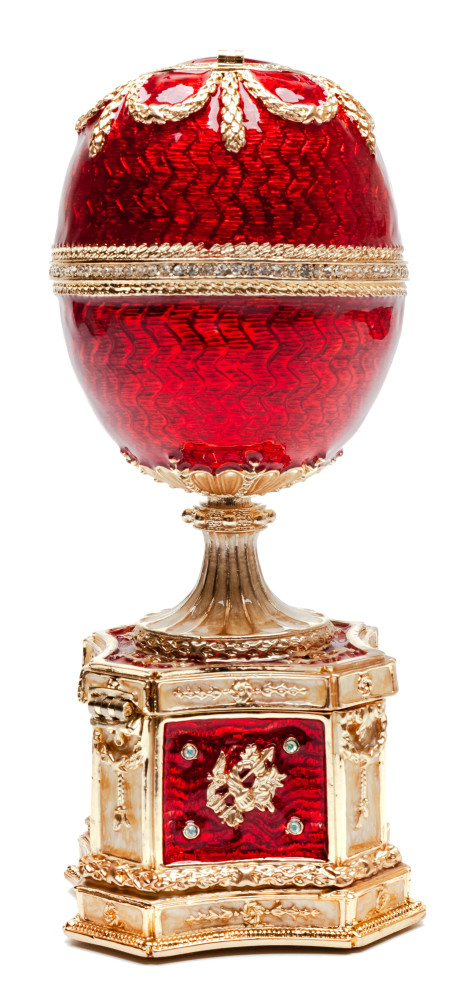 140 mm Red Chanticleer Music Easter Egg with Clock
