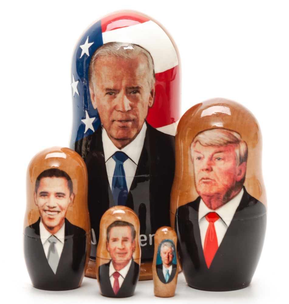 110 mm Joe Biden Handmade wooden Matryoshka Nesting Doll 5 pcs (by 3A Studio)