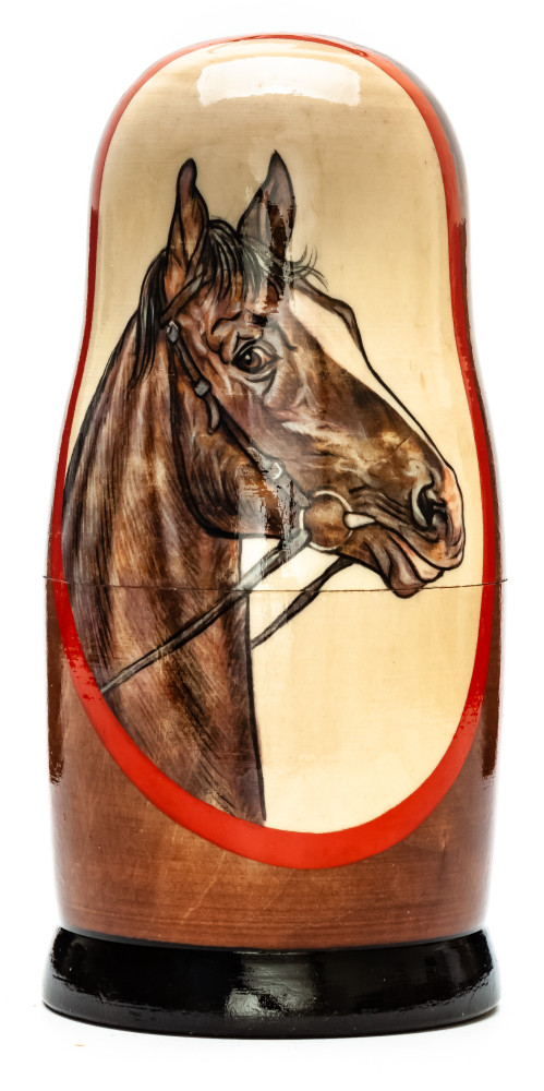 180mm Horse hand painted on wooden Matryoshka doll 5 pcs (by Alexander Famous Paintings Studio)