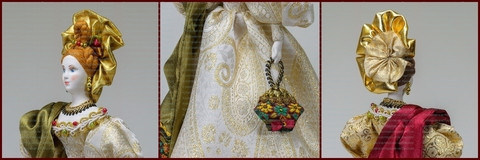 Russian Girl hand made Porcelain Doll in a 19th century Dress - 11 Inches (by Le Russe)
