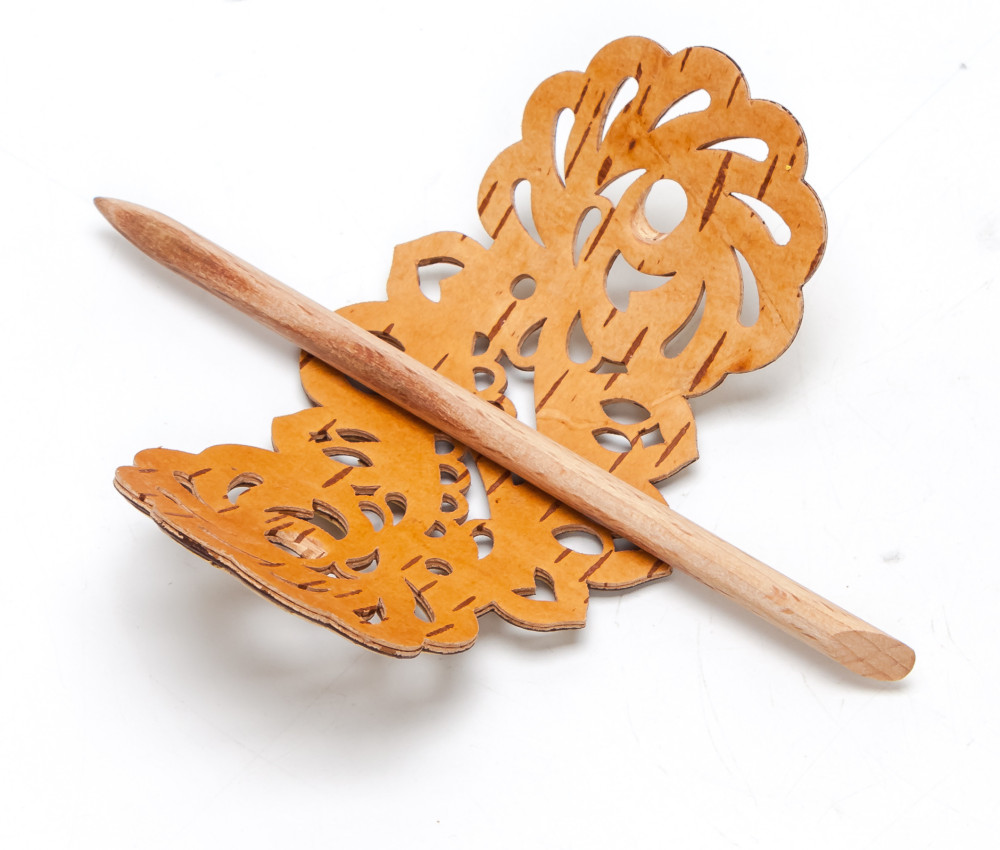 60x120 mm Patterns hand made Birchbark Hair Clip (by Maxim Birch)