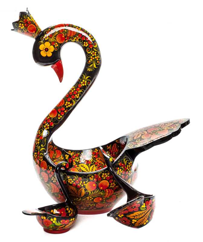 170x290 mm Duck Khokhloma hand painted wooden Ladle for Wine with small Ladles