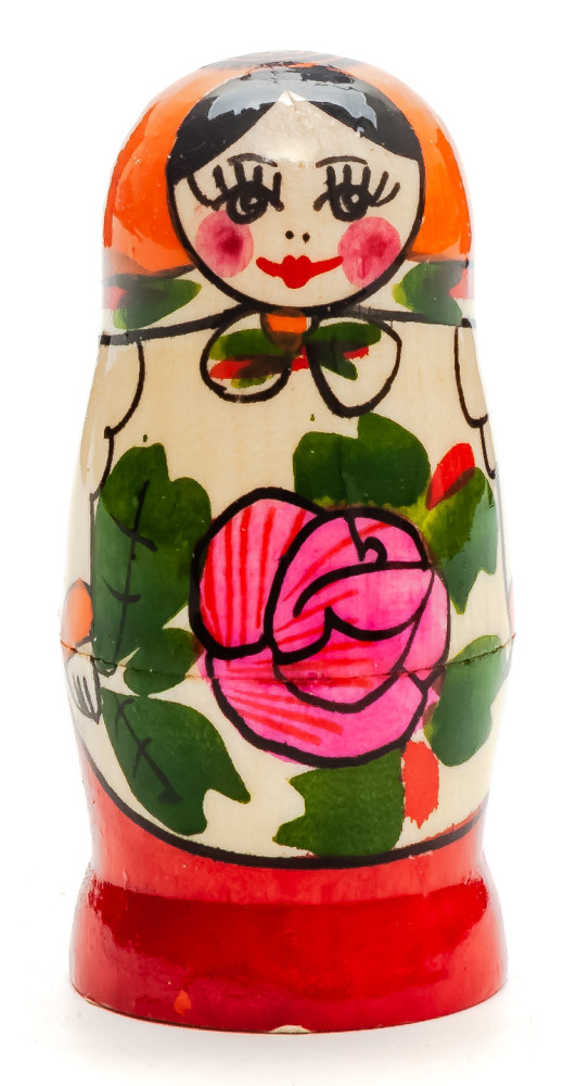70 mm Orange Head Semenovskaya handpainted wooden Russian Matryoshka Doll 3 pcs (by Ivan Studio)