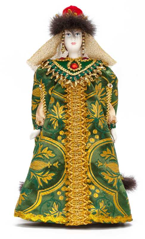 Russian Beauty hand made Porcelain Doll in a Winter Dress and Fur Hat - 11 Inches (by Le Russe)
