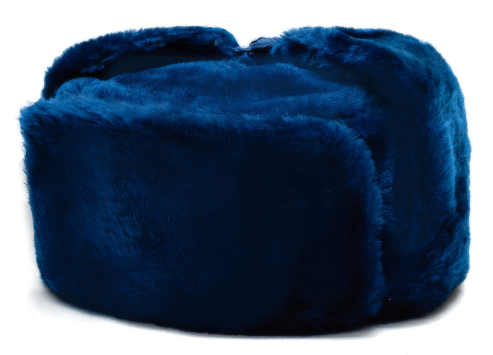 Russian Fur Ushanka Winter Hat (blue, any size)