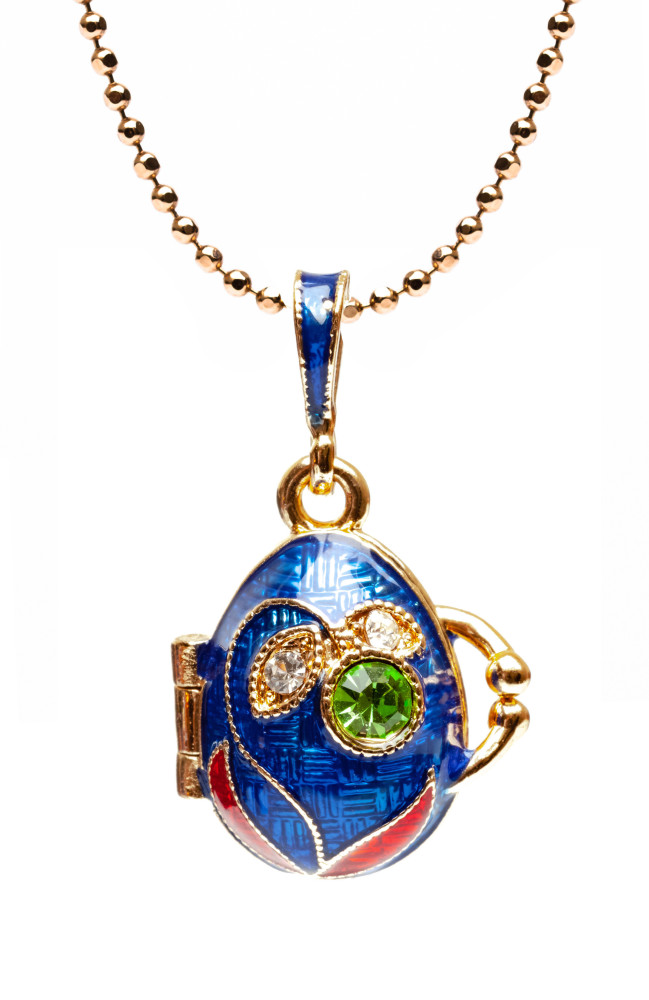 Flower Opening Blue Egg Pendant