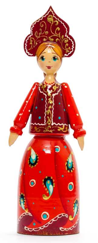 170 mm Russian Girl in Kokoshnik hand painted Wooden Doll (by Summer Shine)