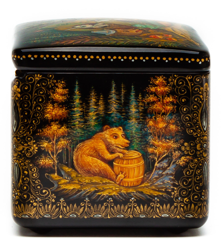80x60mm The Teremok  hand painted lacquered box from Palekh (by Pavel Studio)