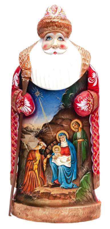287 mm Mary and Belshazzar Santa Claus with a Staff (by Igor Carved Wooden Figures Studio)