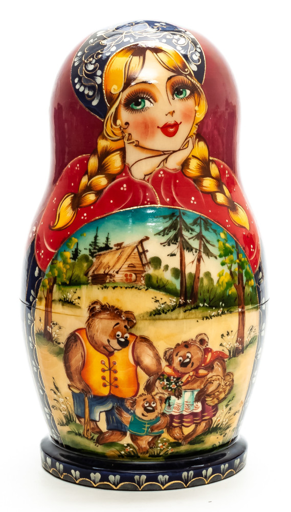Shop Exclusive Nesting Dolls 200mm Goldilocks and the Three Bears hand painted Matryoshka round Doll 5pcs (by Skazka) online at Skazka.site | Eligible for fast shipping and free returns. 200mm Goldilocks and the Three Bears hand painted Matryoshka round Doll 5pcs (by Skazka)