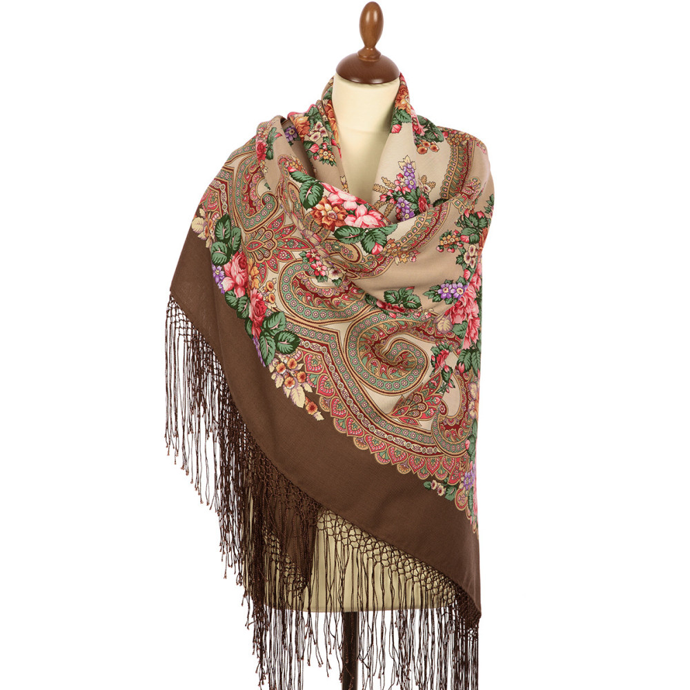 Shop Thick Woolen Fabric Shawls with Silk Fringe 148x148 cm Шаль «Лабзинский» online at Skazka.site | Eligible for fast shipping and free returns. Шаль «Лабзинский»