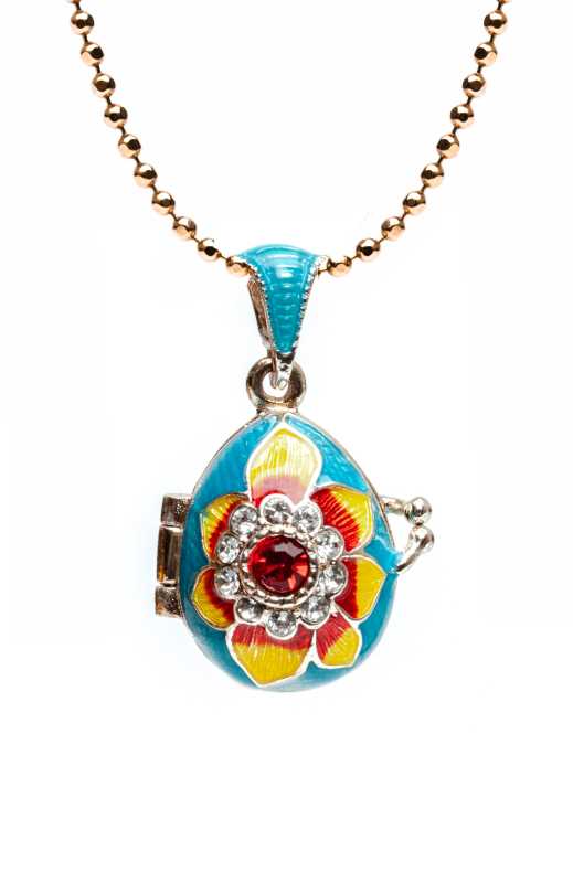  Flower Opening Light Blue Egg Pendant