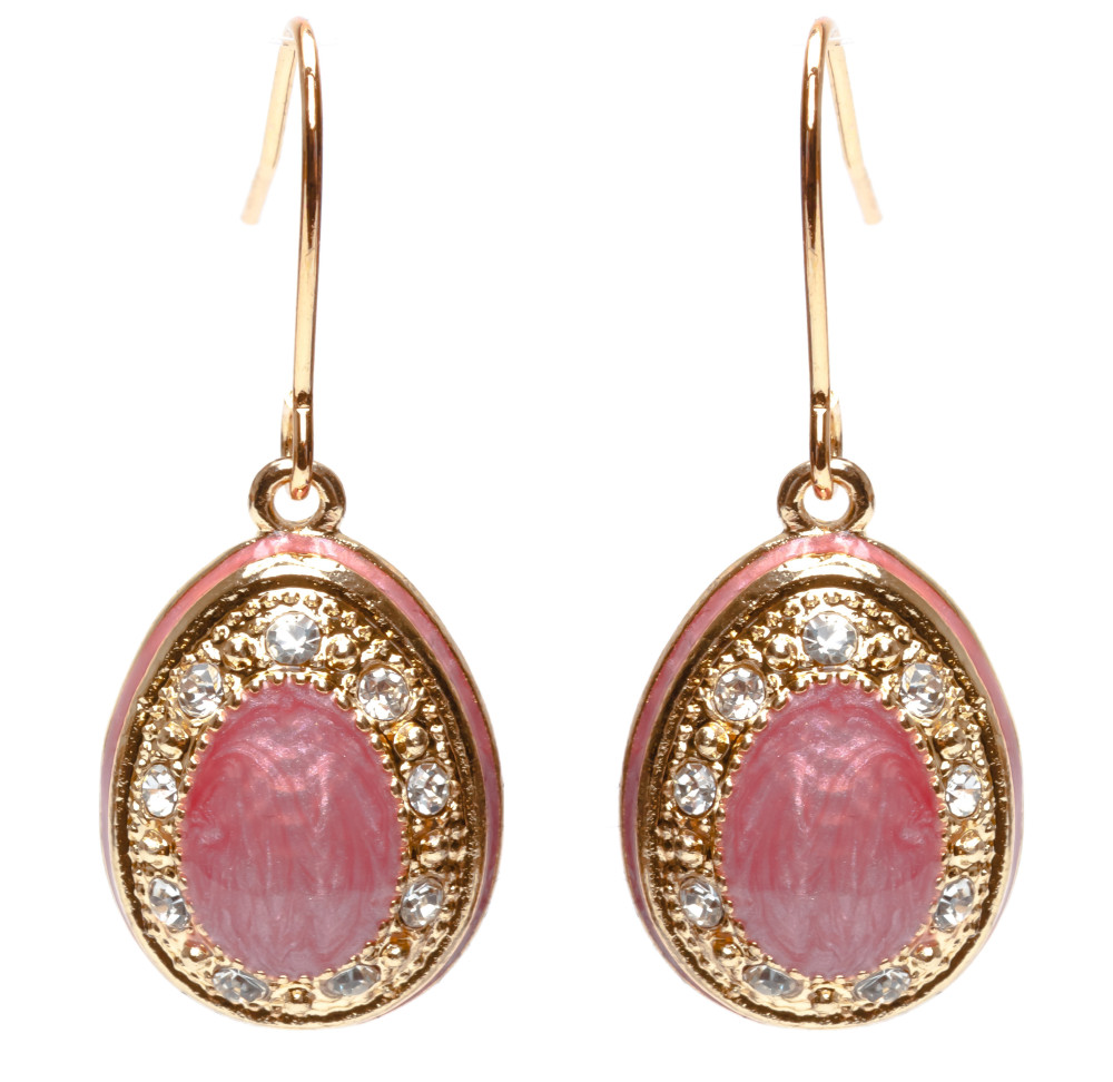 15x35 mm Pink Oval Egg Shaped Earrings