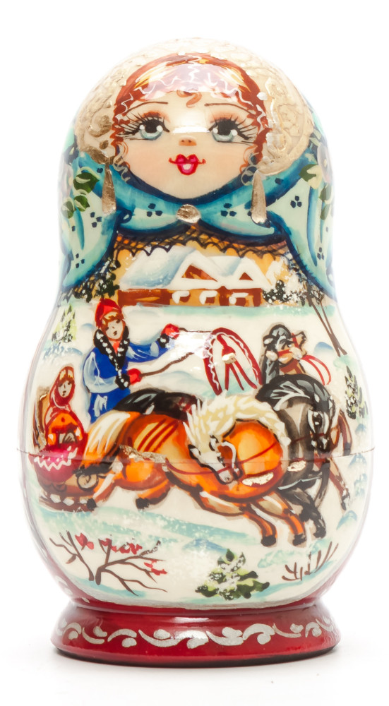 Shop Exclusive Nesting Dolls 120 mm Russian Troika hand painted on Wooden Matryoshka doll 5 pcs (by Valeria Crafts) online at Skazka.site | Eligible for fast shipping and free returns. 120 mm Russian Troika hand painted on Wooden Matryoshka doll 5 pcs (by Valeria Crafts)