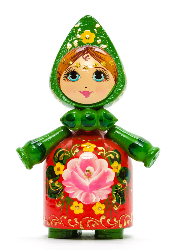 120 mm Russian Girl in Kokoshnik hand painted Wooden Doll (by Summer Shine)