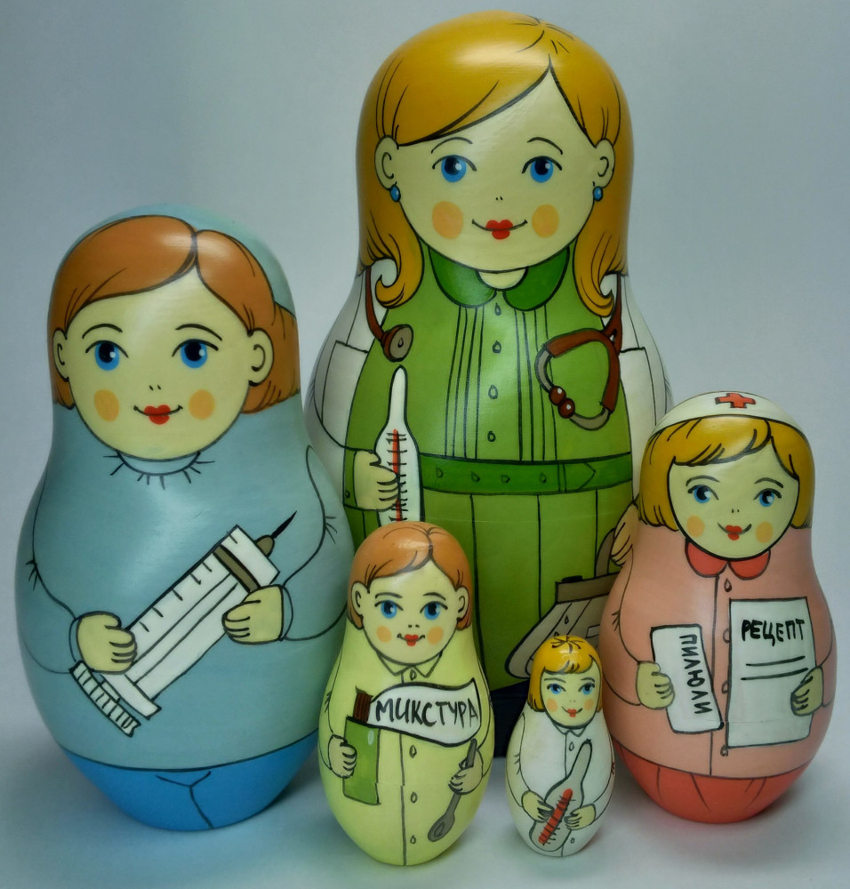 Shop Exclusive Nesting Dolls 125 mm Doctor hand painted Traditional Russian Wooden Matryoshka doll 5 pcs (by Igor Malyutin) online at Skazka.site | Eligible for fast shipping and free returns. 125 mm Doctor hand painted Traditional Russian Wooden Matryoshka doll 5 pcs (by Igor Malyutin)