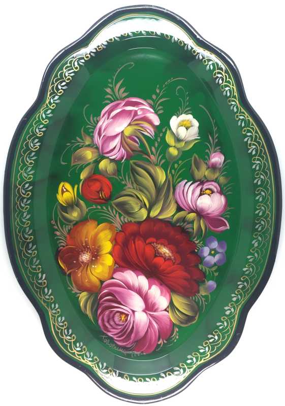 Zhostovo Hand Painted Metal Tray