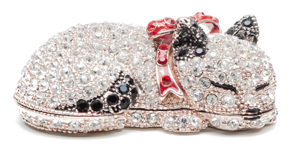 70 mm Cat with the Rhinestones Silver Jewellery Box
