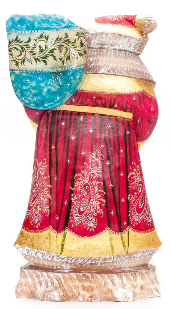300 mm Nativity of Jesus Santa with a Christmas Bag Carved Wood Hand Painted Collectible Figurine  (by Natalia Nikitina Workshop)