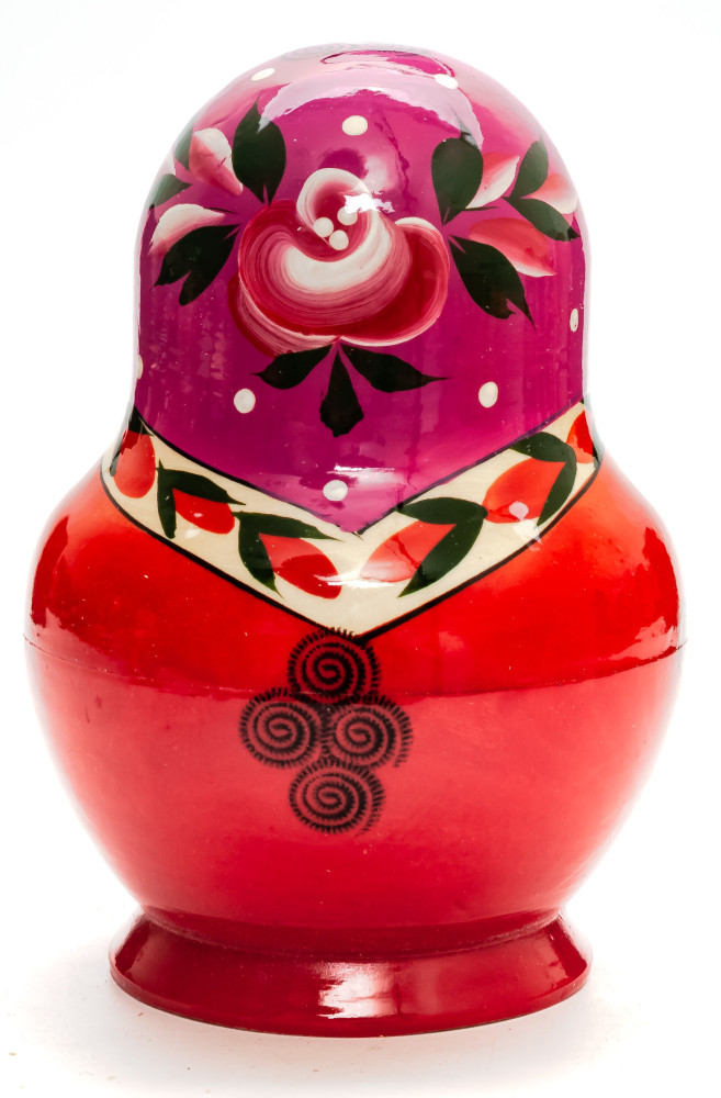 Semenovskaya Russian Matryoshka Nesting Doll pink head round shape 10 pcs inside