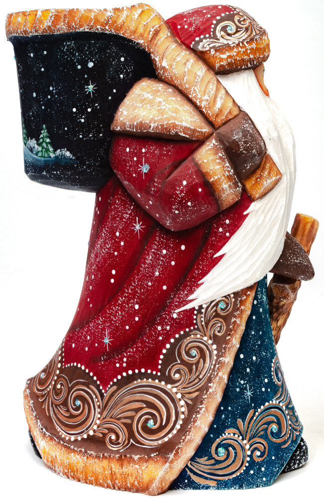 180 mm Running Santa Claus with Staff and Bag of Gifts (by Sergey Christmas Workshop)