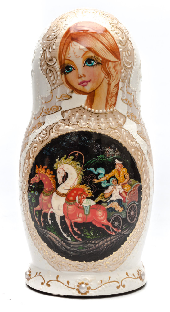 Shop Exclusive Nesting Dolls 220 mm Russian Troika handpainted Wooden Matryoshka Doll 7 pcs (by Sheherazade) online at Skazka.site | Eligible for fast shipping and free returns. 220 mm Russian Troika handpainted Wooden Matryoshka Doll 7 pcs (by Sheherazade)