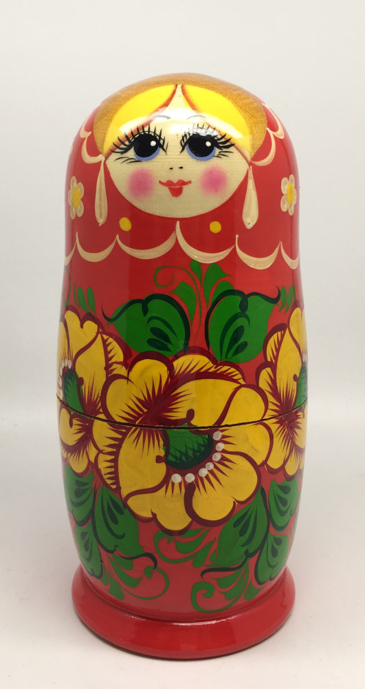 Russian Flowers Hand Painted Matryoshka Doll 5pcs