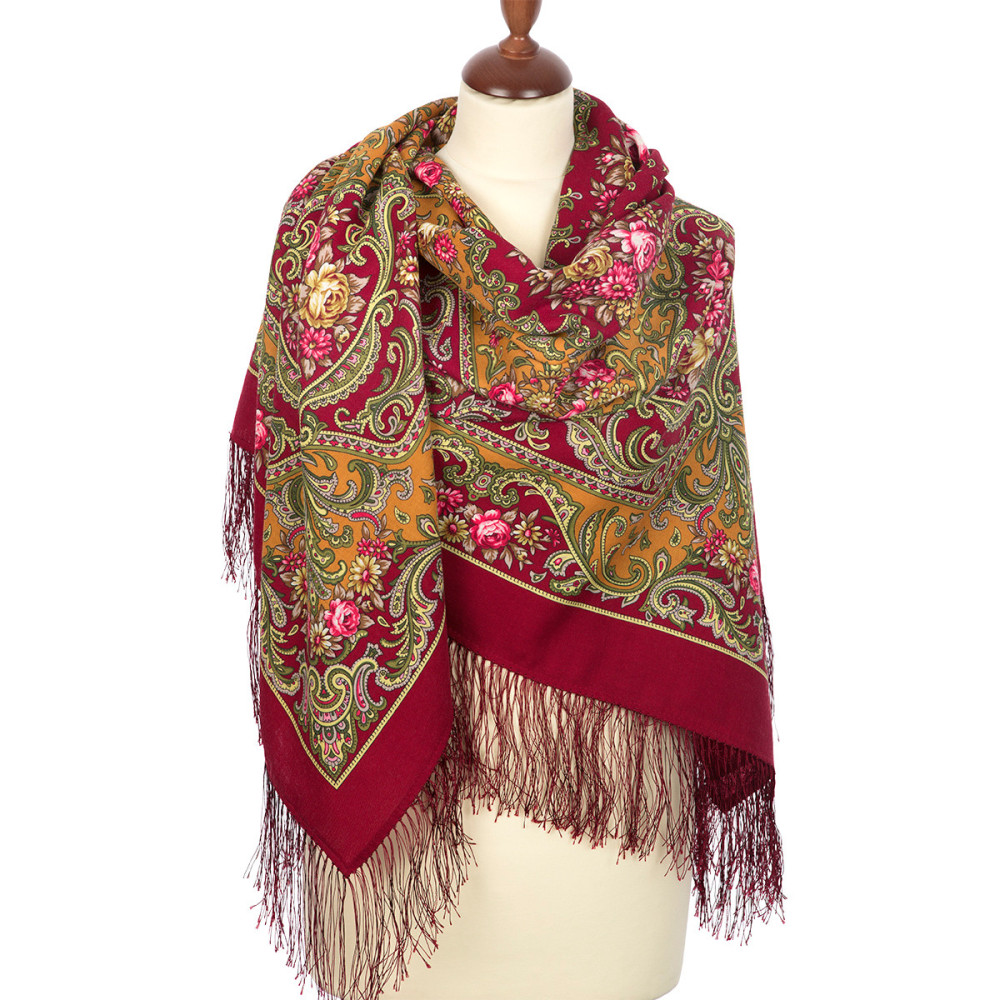 Shop Double-Thread Woolen Yarn Scarves with Silk Fringe 135x135 cm Платок «Осенний романс» online at Skazka.site | Eligible for fast shipping and free returns. Платок «Осенний романс»