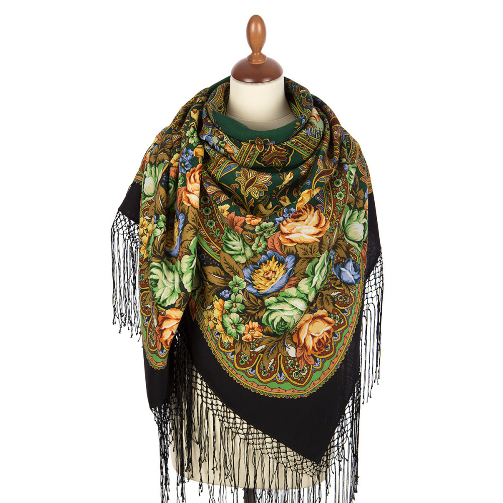 Shop Thick Woolen Fabric Shawls with Silk Fringe 148x148 cm Шаль «Ненаглядная» online at Skazka.site | Eligible for fast shipping and free returns. Шаль «Ненаглядная»