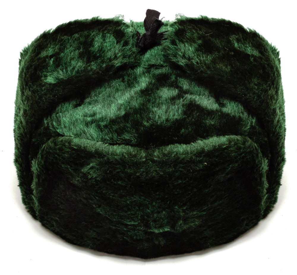 Russian Fur Ushanka Winter Hat (green, any size)