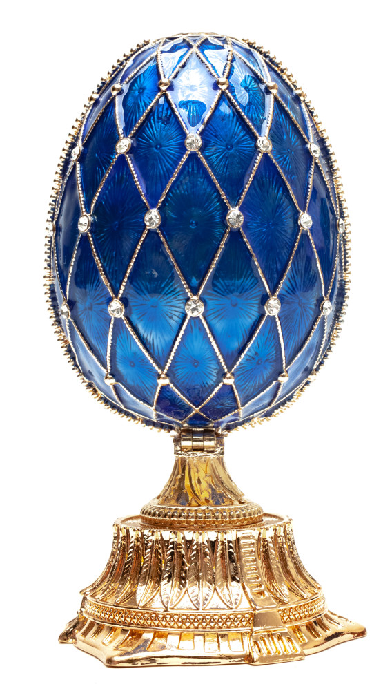 90 mm The Saint Basil Cathedral Blue Easter Egg with a Figure inside