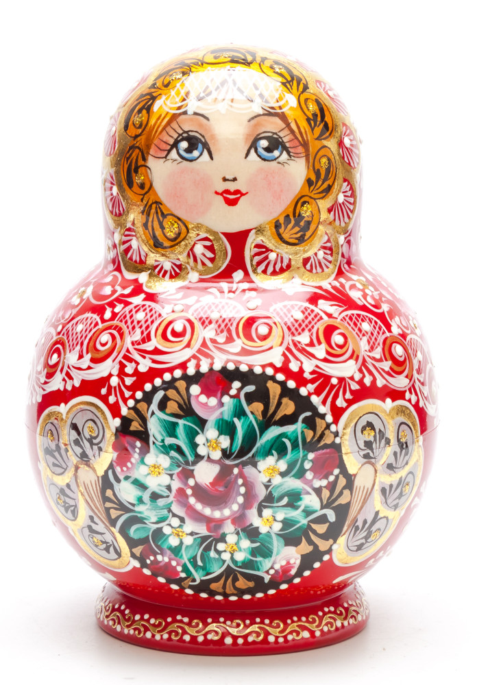 140 mm Russian Patterns hand painted wooden Matryoshka doll 10 pcs (by Elena Kudryashova)