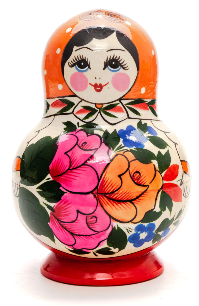 Semenovskaya Russian Matryoshka Nesting Doll orange head round shape 10 pcs inside