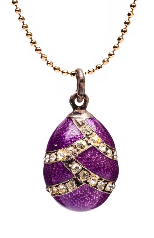 Golden Garlands on Violet Egg Pendant