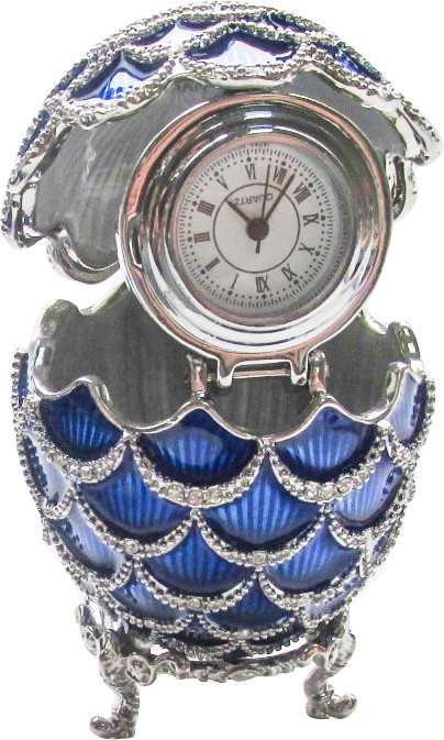 57 mm Dark Blue Pine Cone with Clock inside Easter Egg