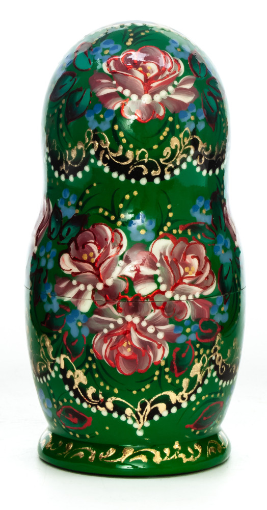  110 mm Flowers hand painted on wooden Matryoshka doll 5 pcs (by A Studio)
