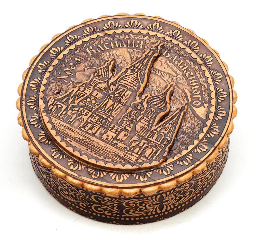  d 80 mm Saint Basil Cathedral hand made Birchbark Jewelry Box (by Maxim Birch)